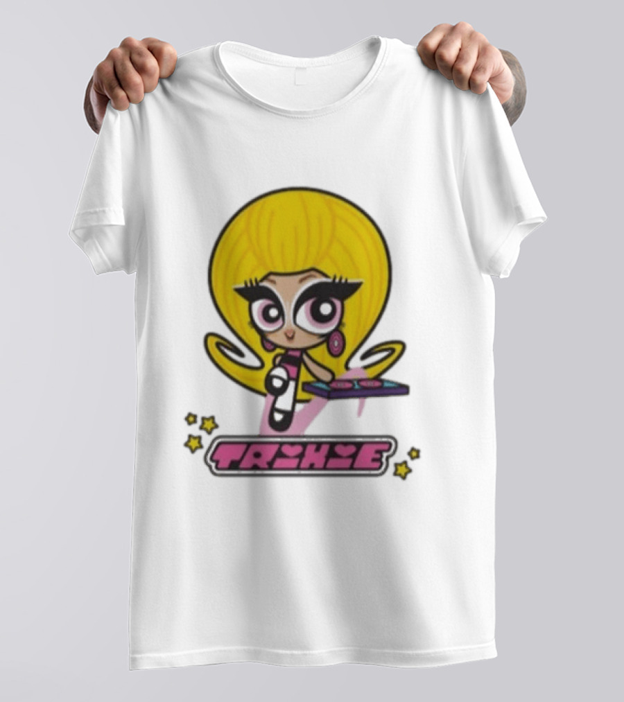 Trixie Mattel Powerpuff Girl Parody With Oversized Yellow Hair And Makeup T-Shirt