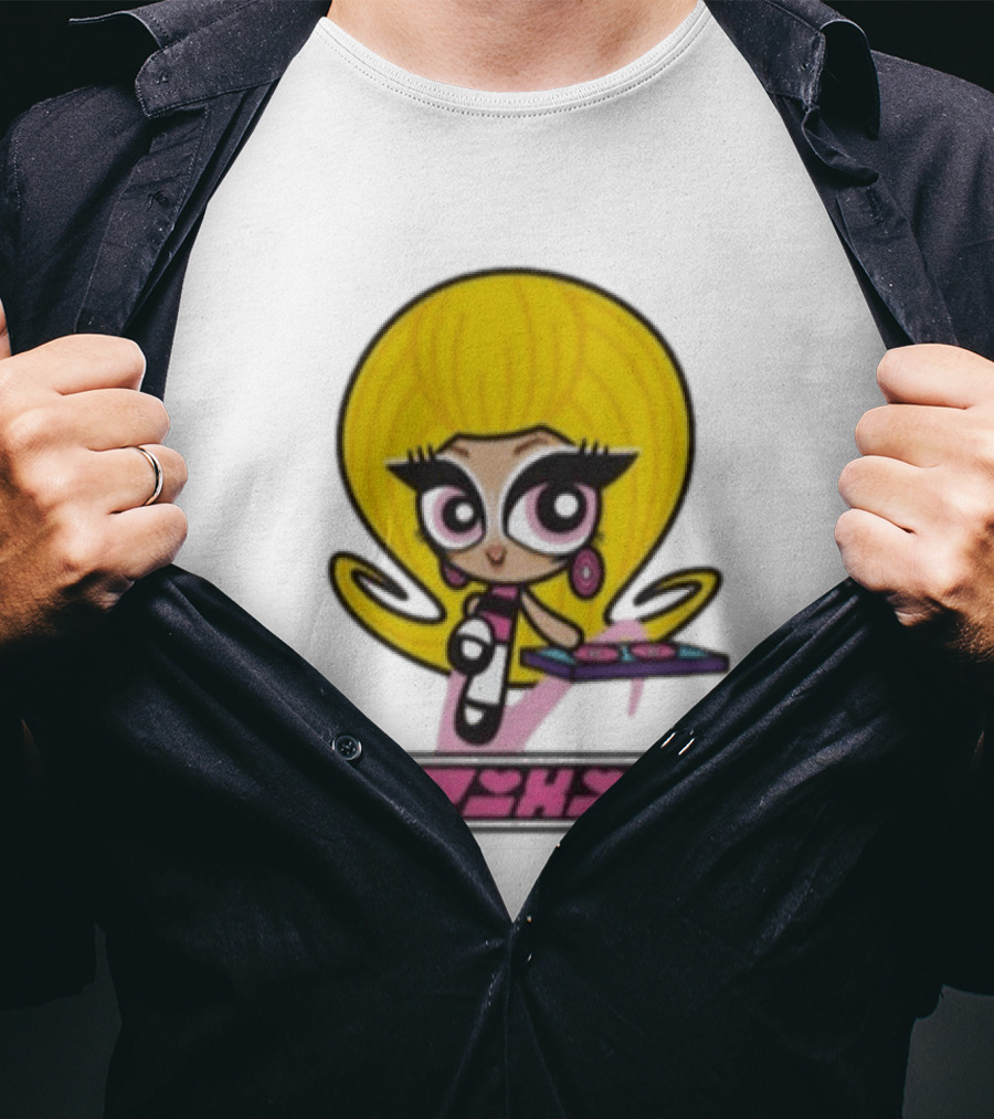 Trixie Mattel Powerpuff Girl Parody With Oversized Yellow Hair And Makeup T-Shirt