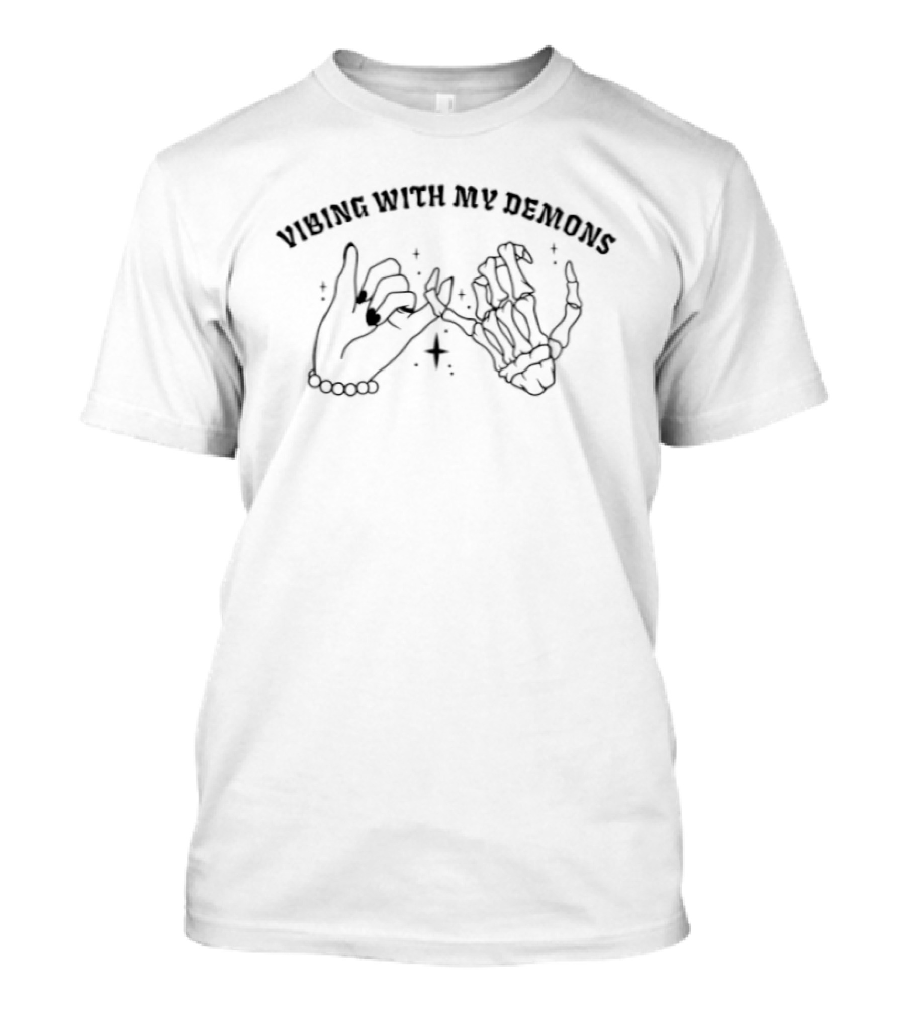Vibing With My Demons Skeleton Hand Pinky Promise T-Shirt