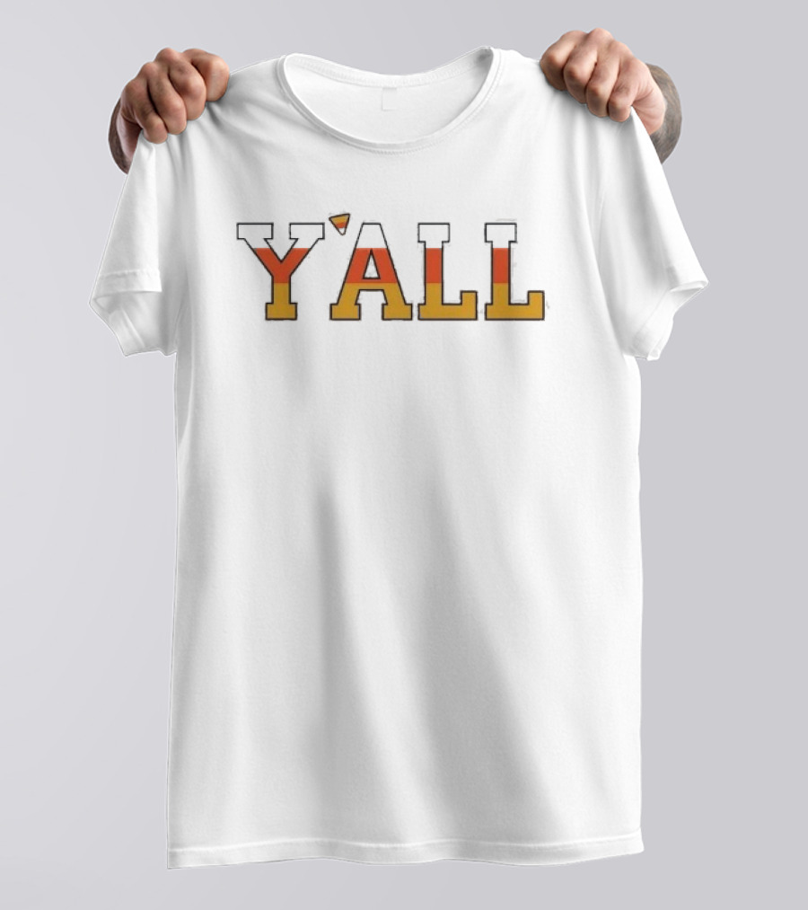 Y'all Candy Corn Gradient Text Halloween T-Shirt