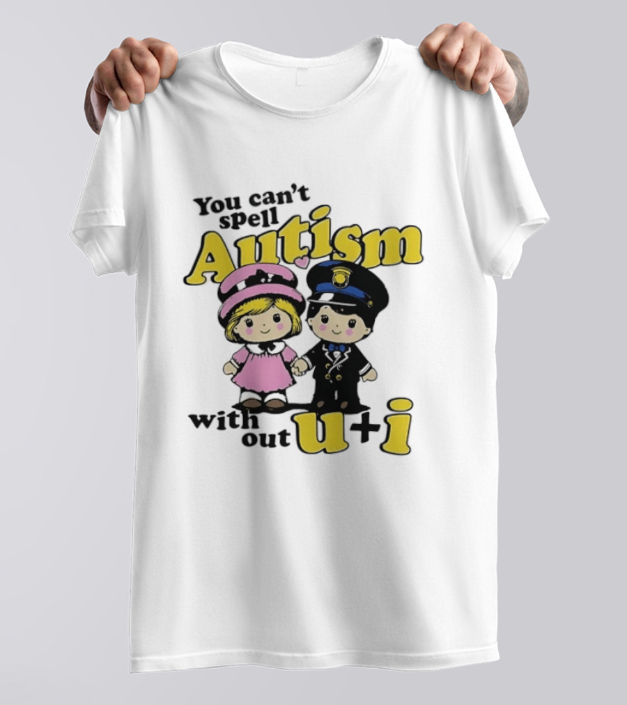 You Can't Spell Autism Without U+I Cute Cartoon Kids Holding Hands T-Shirt