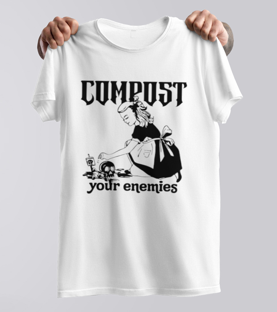 Compost Your Enemies Retro Gothic Style Gardening Skeleton T-Shirt