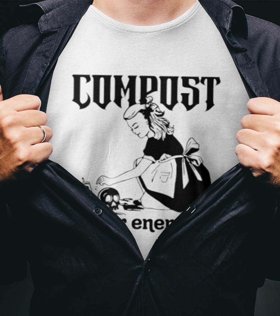 Compost Your Enemies Retro Gothic Style Gardening Skeleton T-Shirt