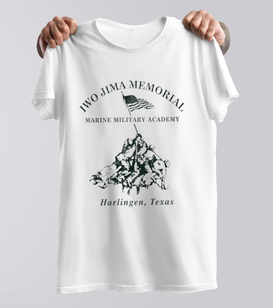 Iwo Jima Memorial Marine Military Academy Harlingen Texas Iconic Flag Raising T-Shirt