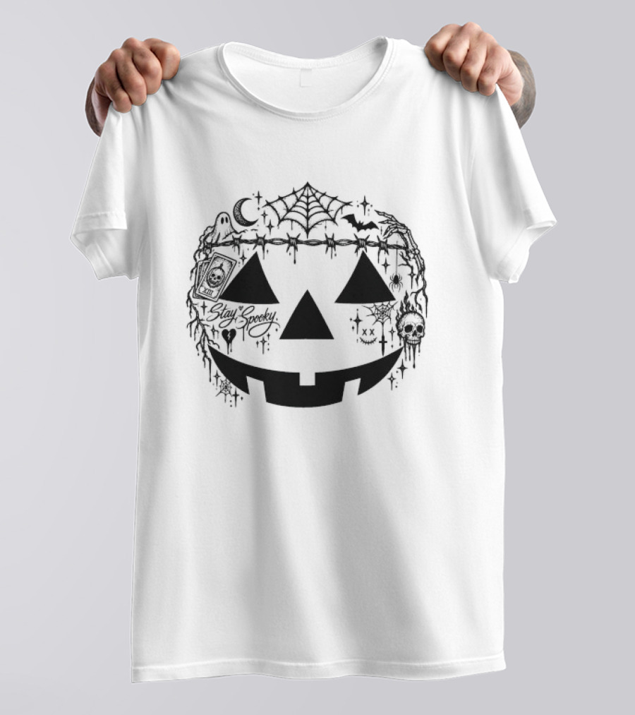 Stay Spooky 2026 Pumpkin Halloween Creepy Web T-Shirt