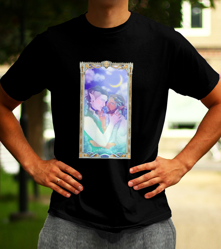Fantasy Elf Couple 2026 Pride Moon Constellation Floral Romance T-Shirt