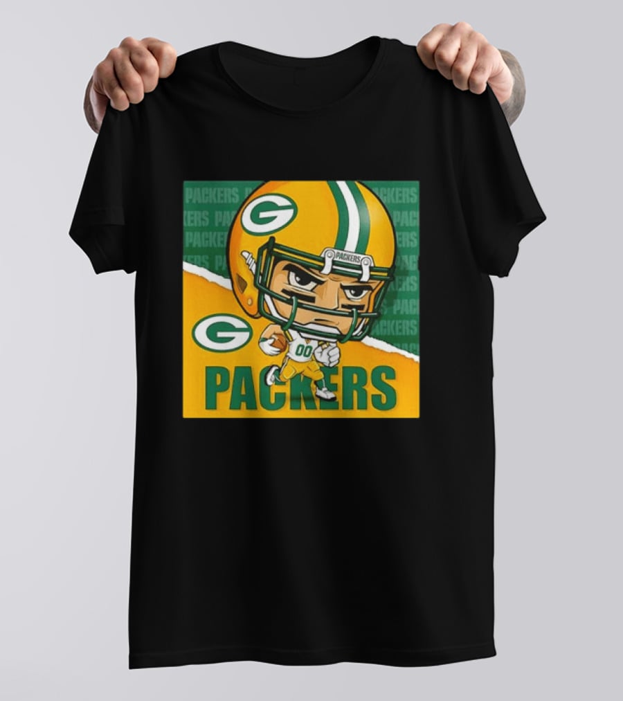 Green Bay Packers Chibi Player Helmet Packers T-Shirt