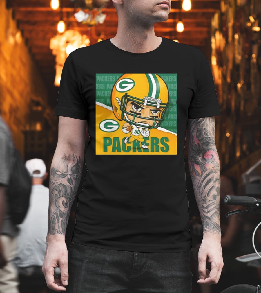Green Bay Packers Chibi Player Helmet Packers T-Shirt