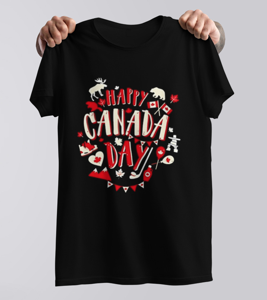 Happy Canada Day Moose Maple Leaf Flag Celebration T-Shirt