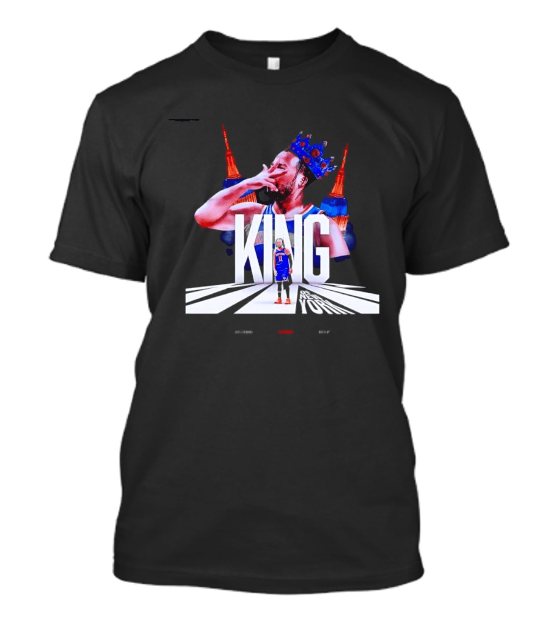 King Of New York Jalen Brunson Crown Basketball Statue Liberty Skyline T-Shirt