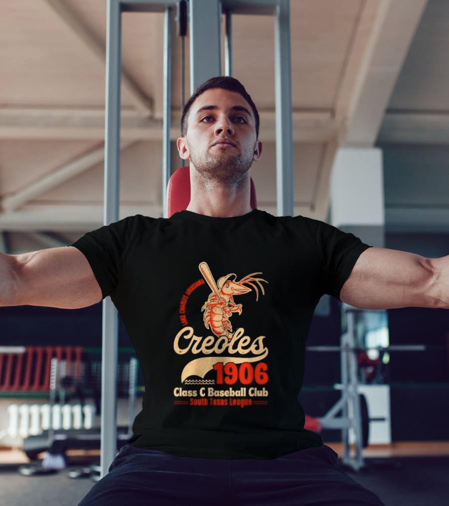 Lake Charles Louisiana Creoles 1906 Class C Baseball Club South Texas League Crawfish Baseball Bat T-Shirt