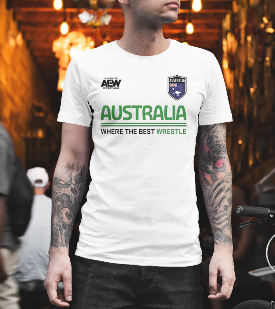 AEW Australia Where The Best Wrestle Iconic Shield T-Shirt