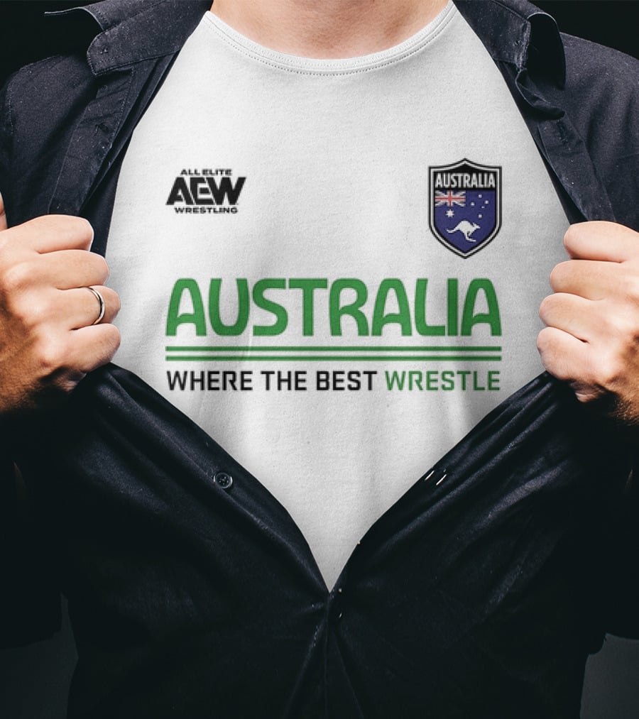 AEW Australia Where The Best Wrestle Iconic Shield T-Shirt