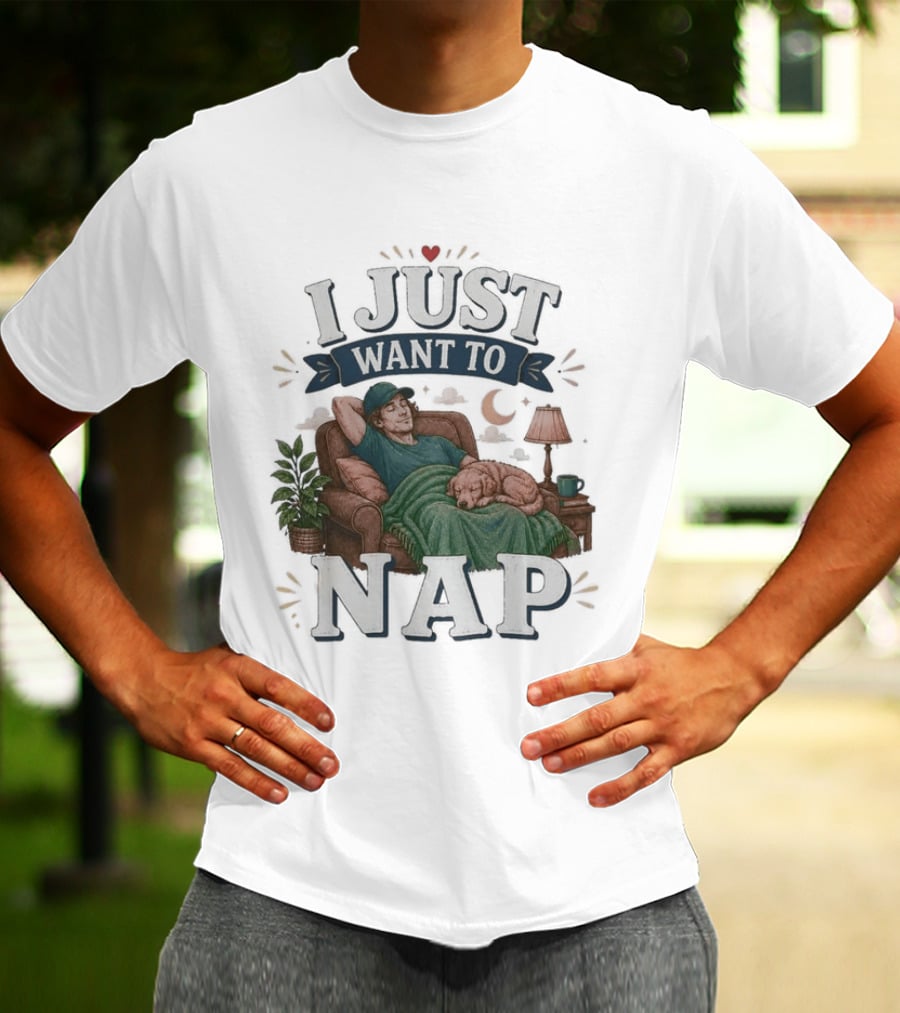 I Just Want To Nap Cozy Scene With Chair And Dog T-Shirt