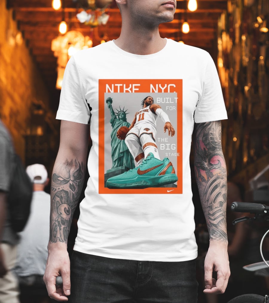 Jalen Brunson New York Knicks NTKE NYC Built For The Big Stage Statue Of Liberty Nike Zoom T-Shirt