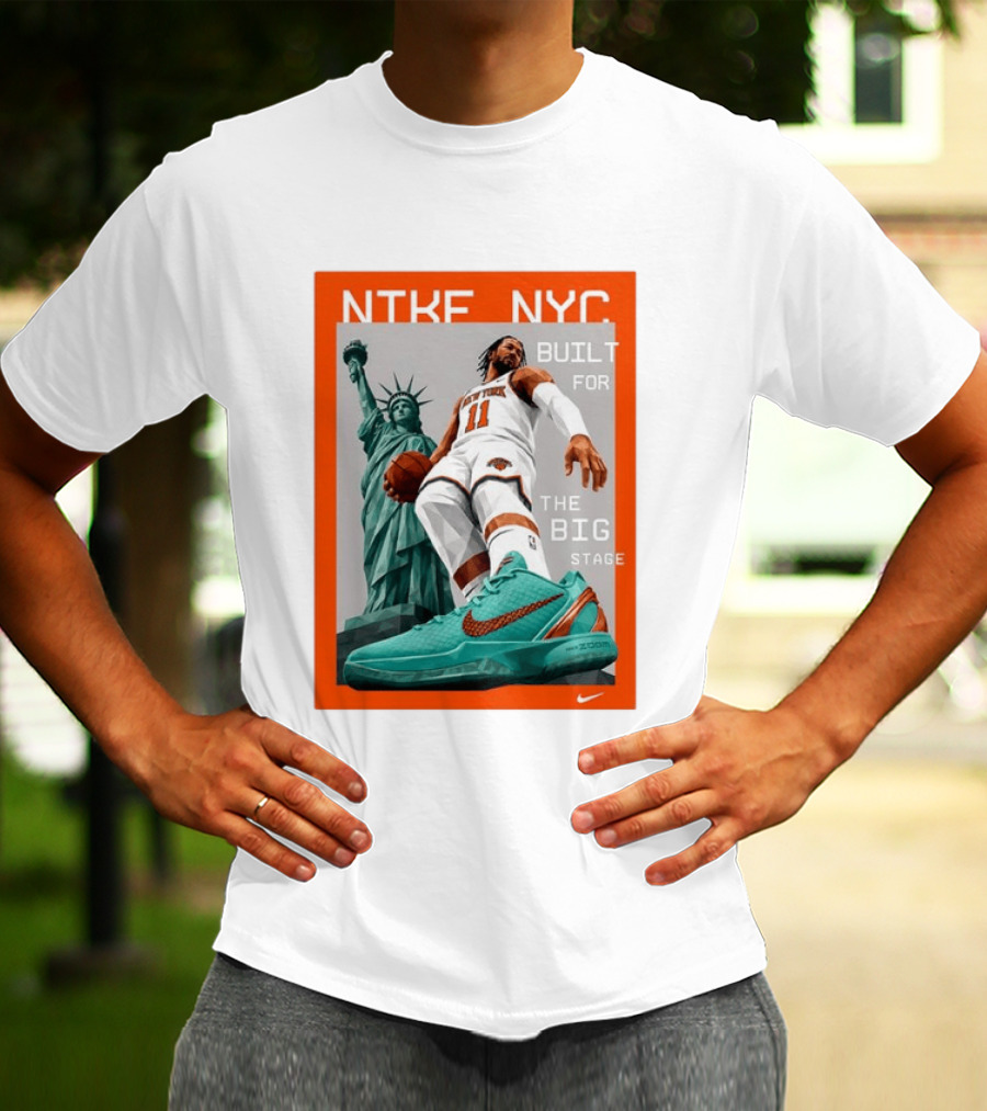 Jalen Brunson New York Knicks NTKE NYC Built For The Big Stage Statue Of Liberty Nike Zoom T-Shirt
