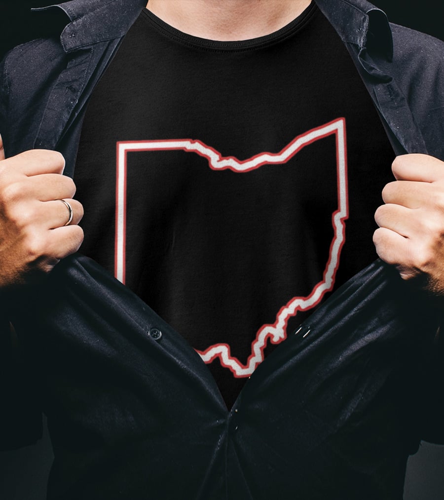Ohio Outline Simple State Map Red T-Shirt