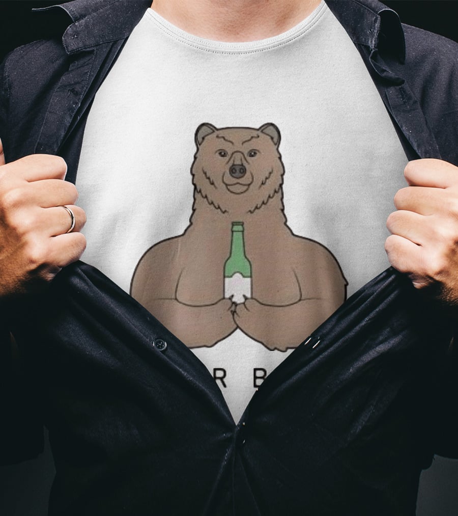 Bear Beer Meme Bottle Holding Bear T-Shirt