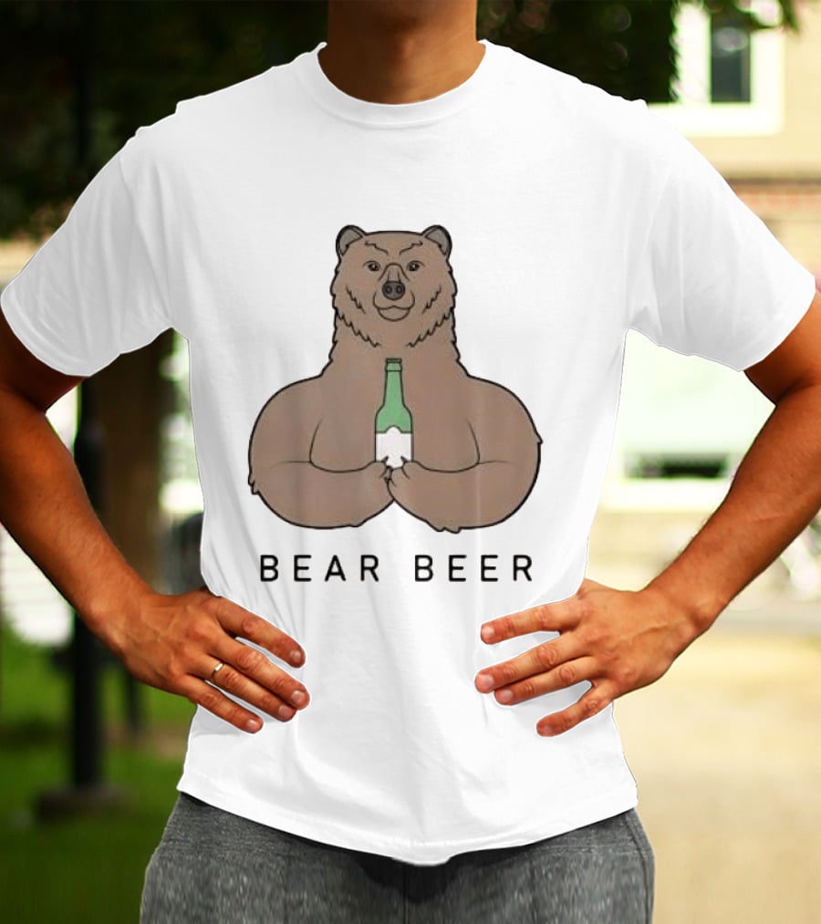 Bear Beer Meme Bottle Holding Bear T-Shirt