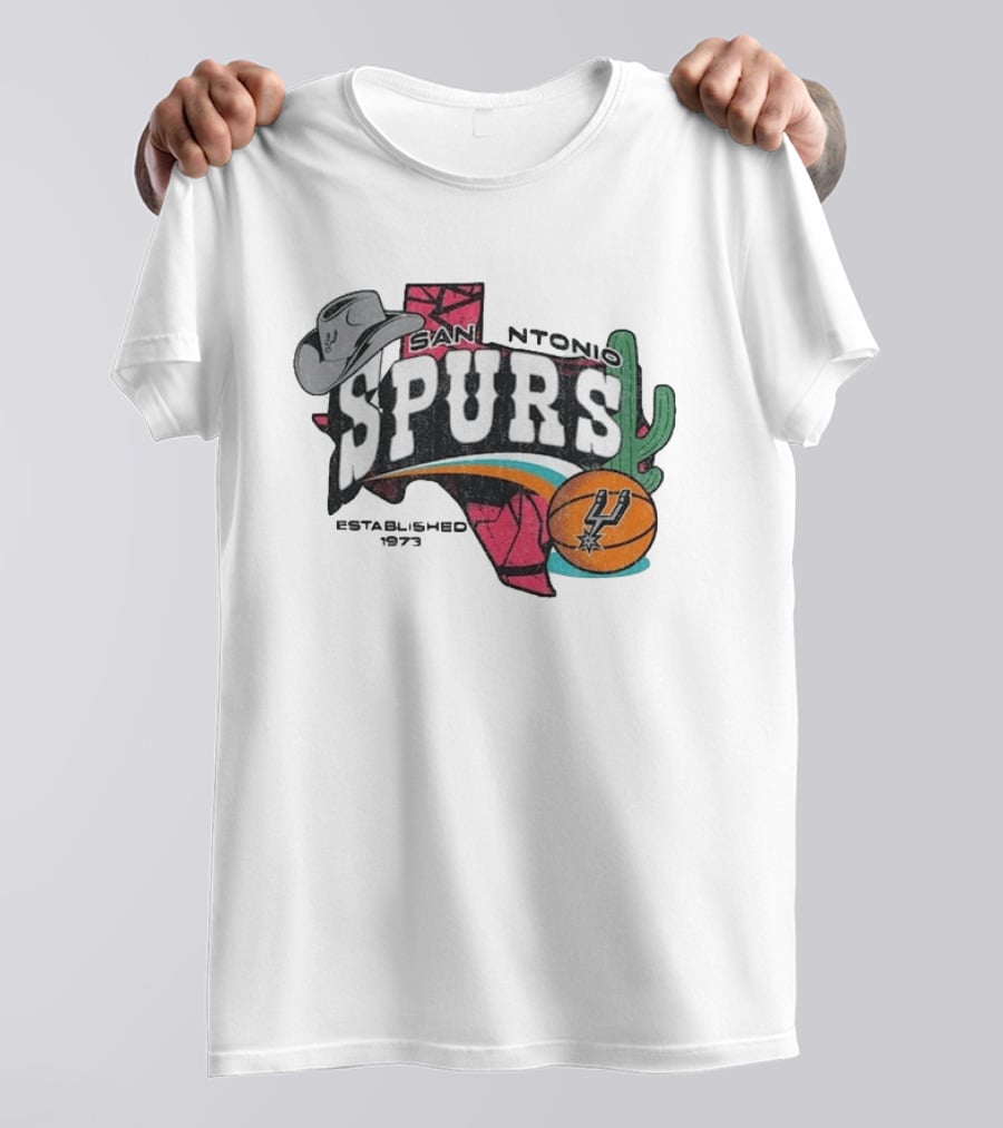 San Antonio Spurs Established 1973 Texas Map Basketball Cactus Cowboy Hat T-Shirt