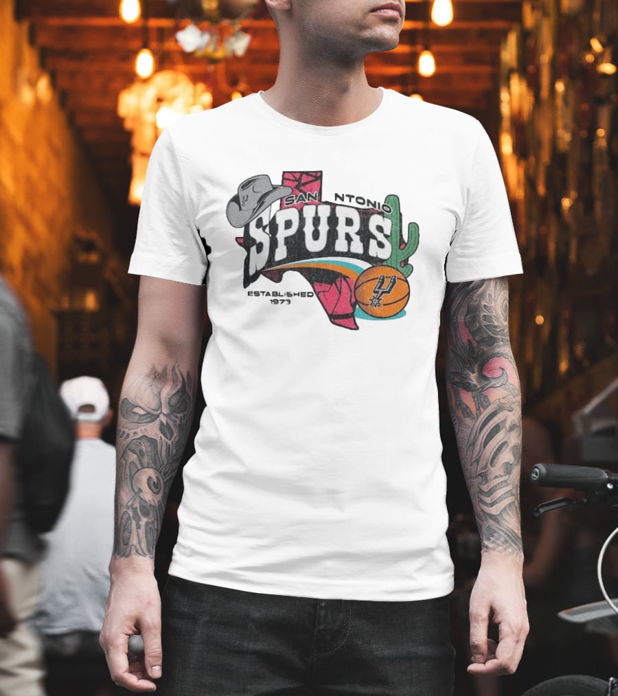 San Antonio Spurs Established 1973 Texas Map Basketball Cactus Cowboy Hat T-Shirt