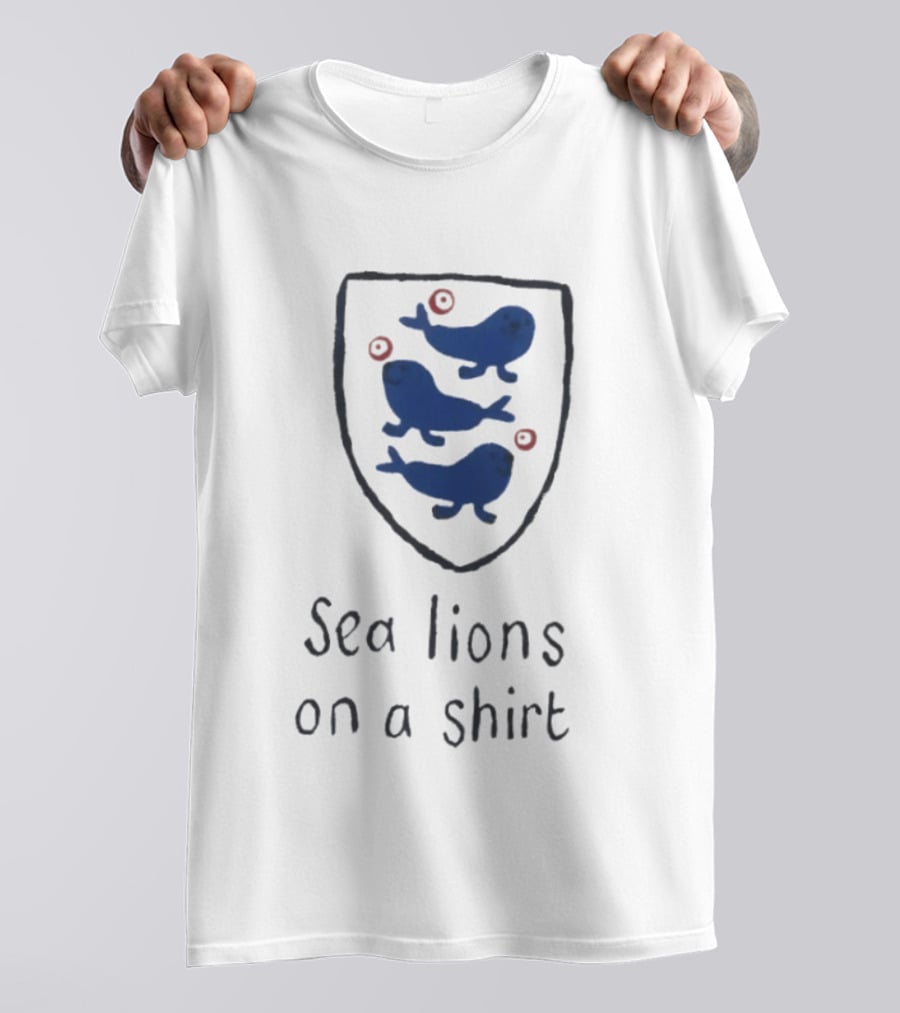 Sea Lions On A Shield Logo England Football Playful T-Shirt