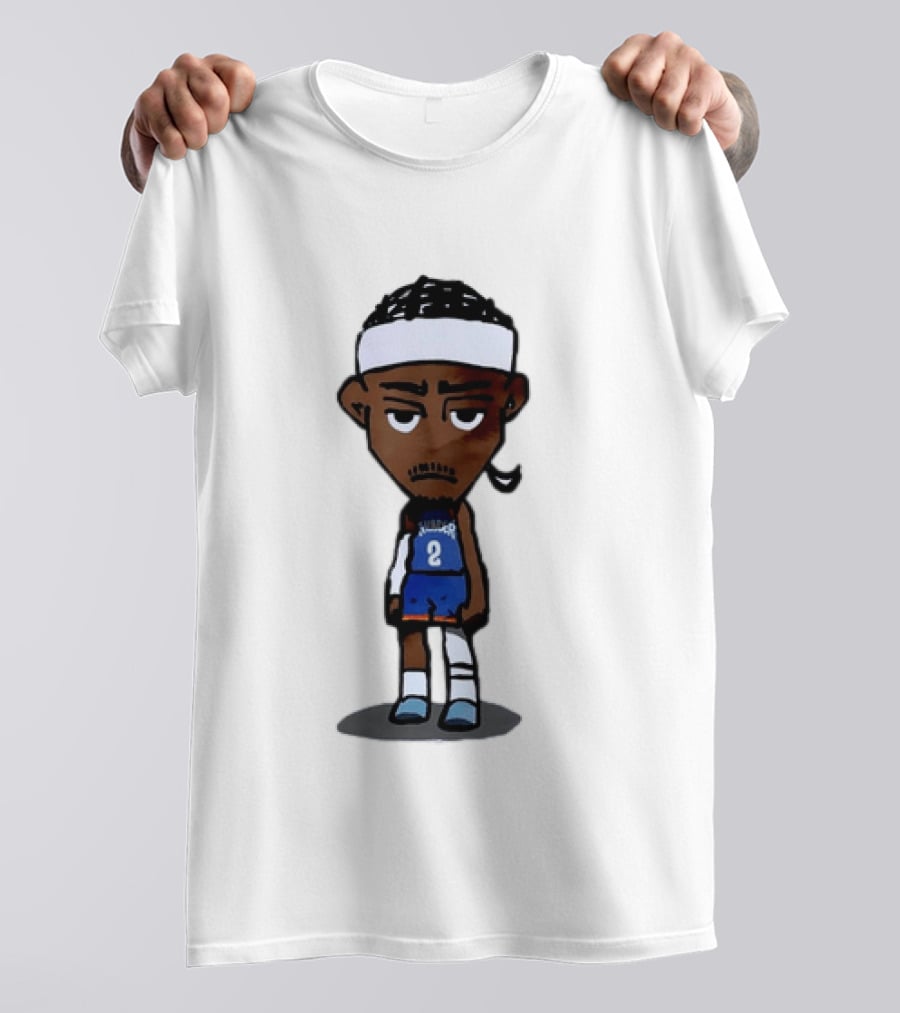 Shai Gilgeous Alexander Sad Cartoon OKC Thunder Basketball Player T-Shirt