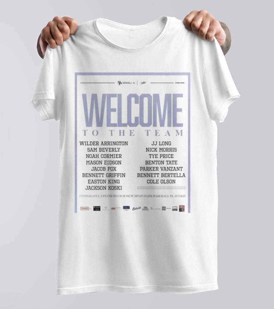 Welcome To The Team Spain Park Baseball Players Names List T-Shirt