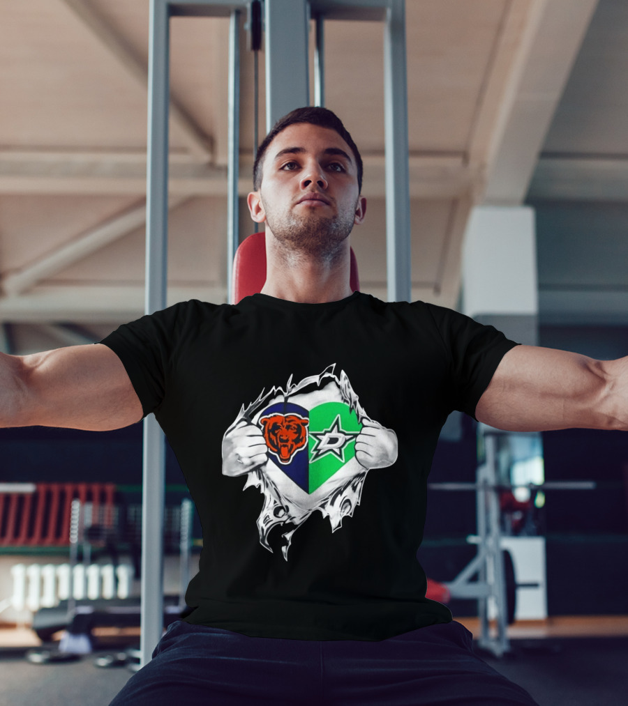 Chicago Bears Dallas Stars Heart Ripping Skin T-Shirt