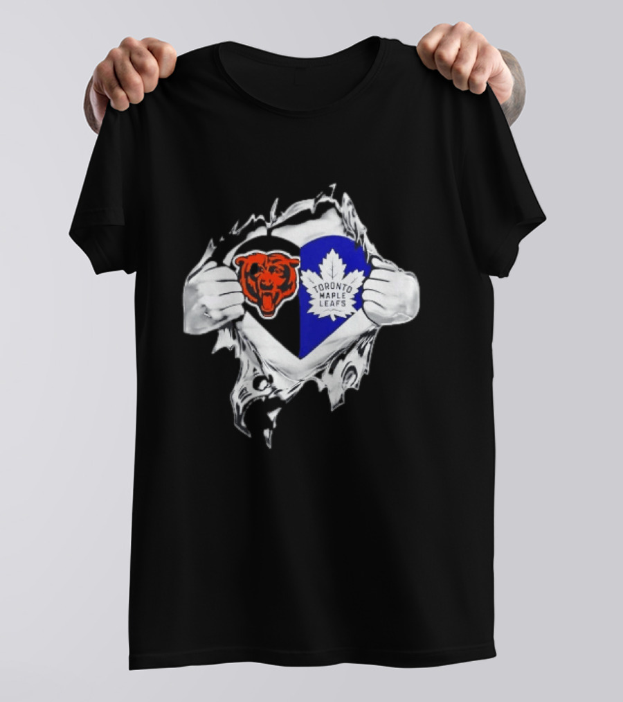Bears Toronto Maple Leafs Heart Ripping Open Concept T-Shirt