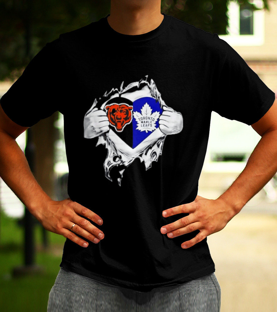 Bears Toronto Maple Leafs Heart Ripping Open Concept T-Shirt