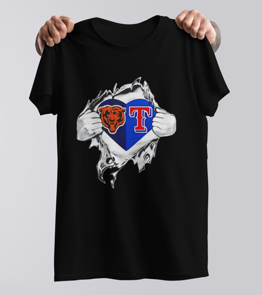 Chicago Bears And Texas Rangers Heart T-Shirt