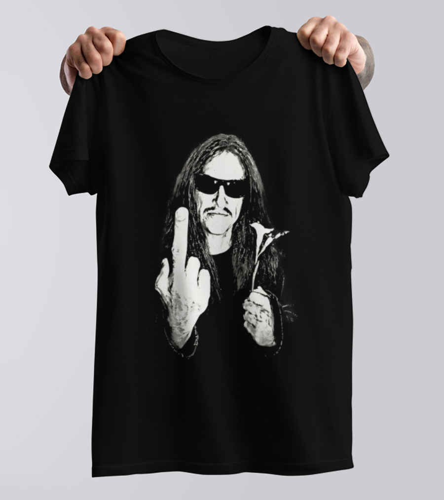 Cliff Burton Middle Finger Black And White Sunglasses Lily Flower T-Shirt