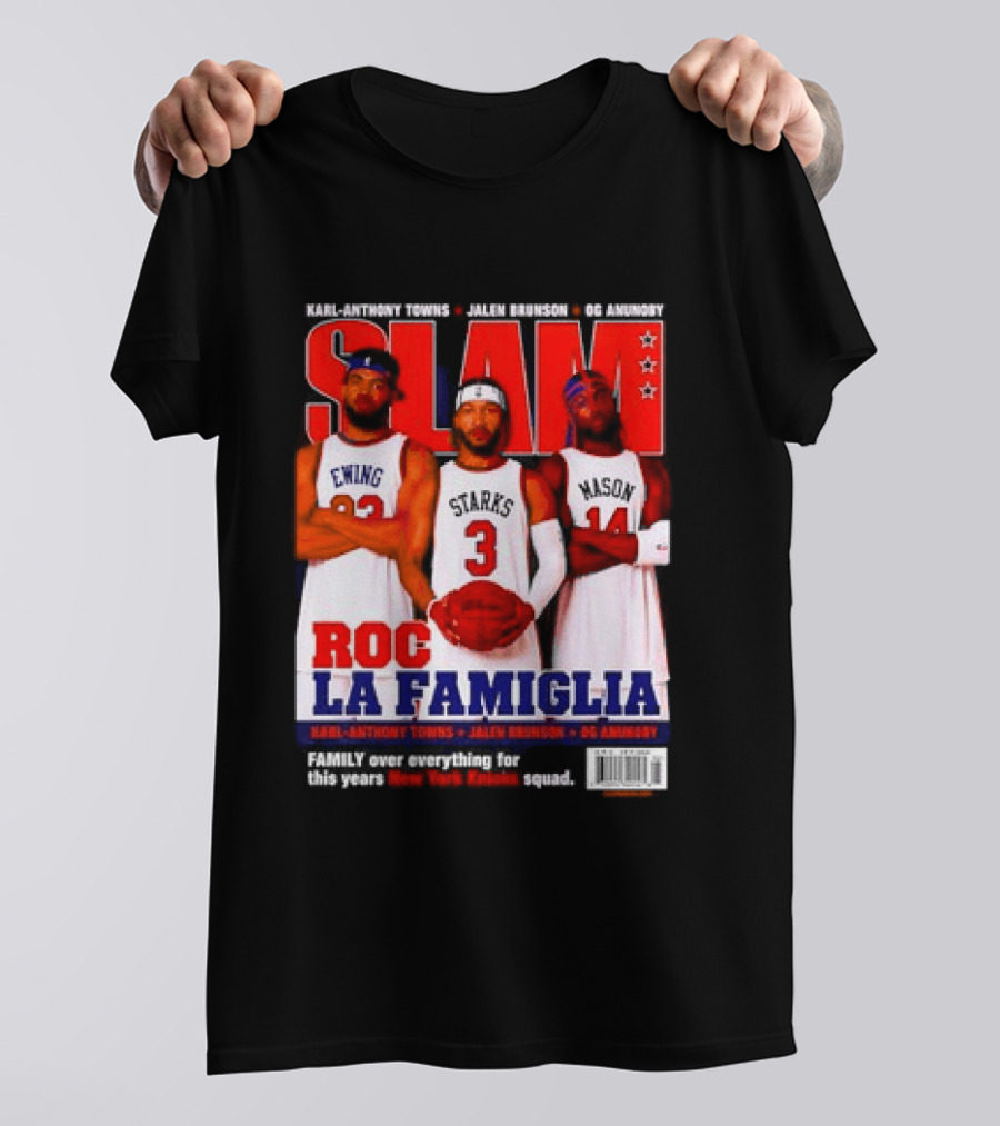 SLAM Magazine Roc La Famiglia Karl Anthony Towns Jalen Brunson OG Anunoby New York Knicks T-Shirt