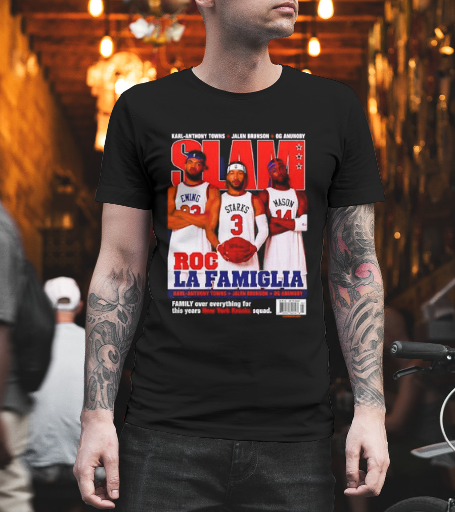 SLAM Magazine Roc La Famiglia Karl Anthony Towns Jalen Brunson OG Anunoby New York Knicks T-Shirt