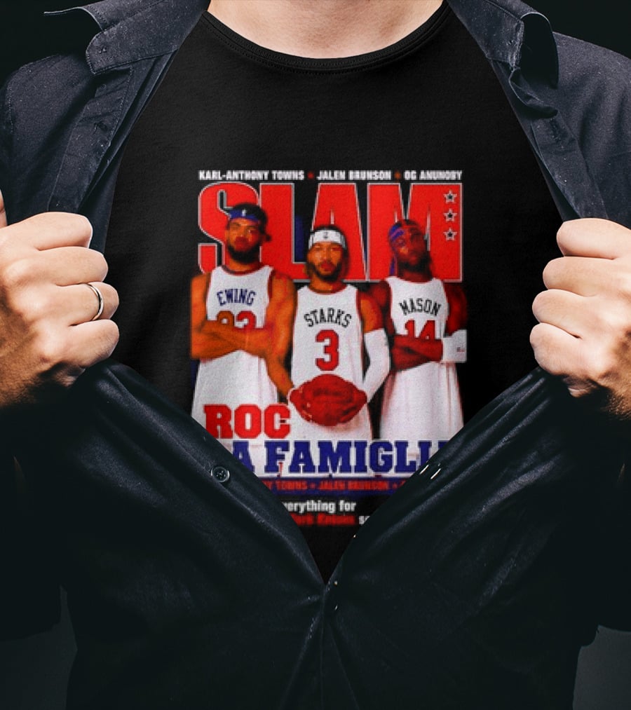 SLAM Magazine Roc La Famiglia Karl Anthony Towns Jalen Brunson OG Anunoby New York Knicks T-Shirt