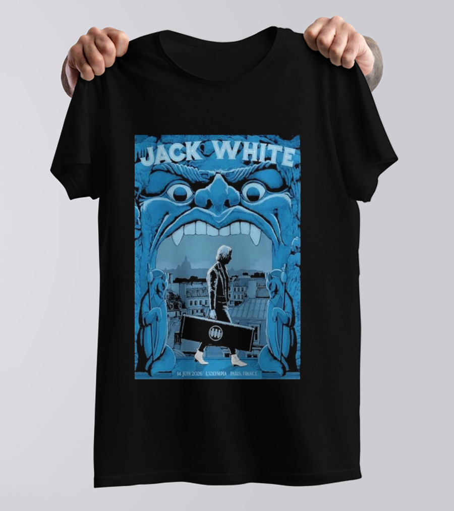 Jack White L'Olympia Paris France June 14 2026 Concert Imagery Blue Gargoyle T-Shirt
