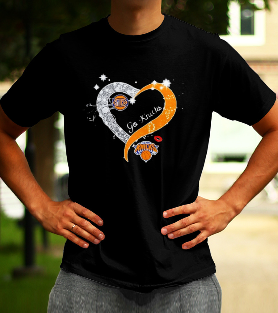 NY Knicks Heart Go Knicks Lips New York Knicks Basketball Team Fan T-Shirt