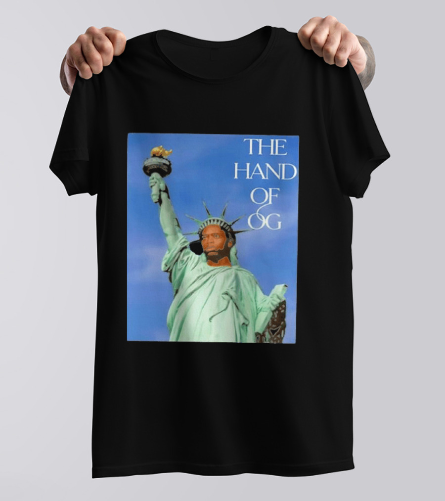 OG Anunoby New York Knicks The Hand Of OG Statue Liberty Fusion T-Shirt