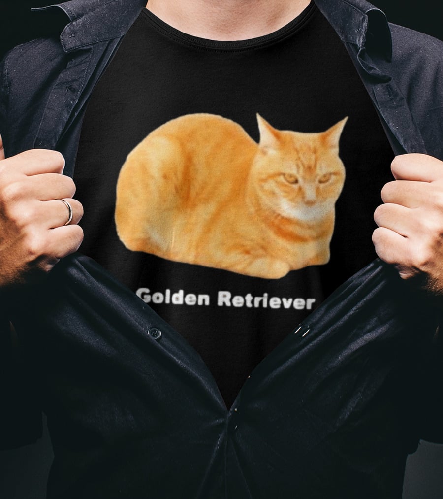 Orange Tabby Cat Golden Retriever Sarcastic Meme Humor T-Shirt
