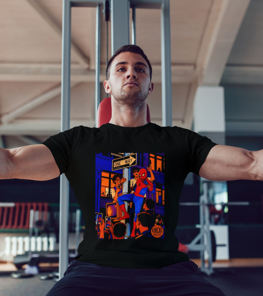 Spider Man One Way New York Knicks Mexico Dept Of Transportation T-Shirt