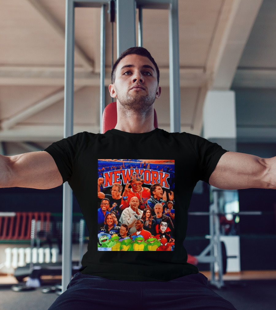 New York Knicks Fans Spike Lee Ben Stiller Timothee Chalamet Chris Rock Featuring Ninja Turtles And Spider Man T-Shirt
