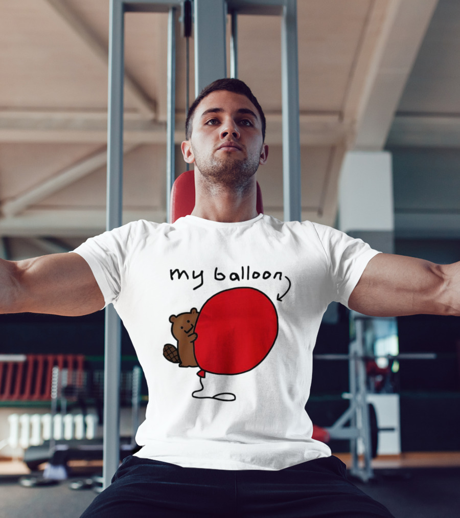 Beaver My Balloon Cartoon Animal Drawing T-Shirt