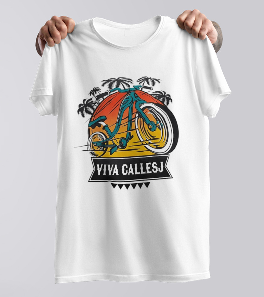 Viva CalleSJ San Jose Bike Tropical Palm Trees T-Shirt