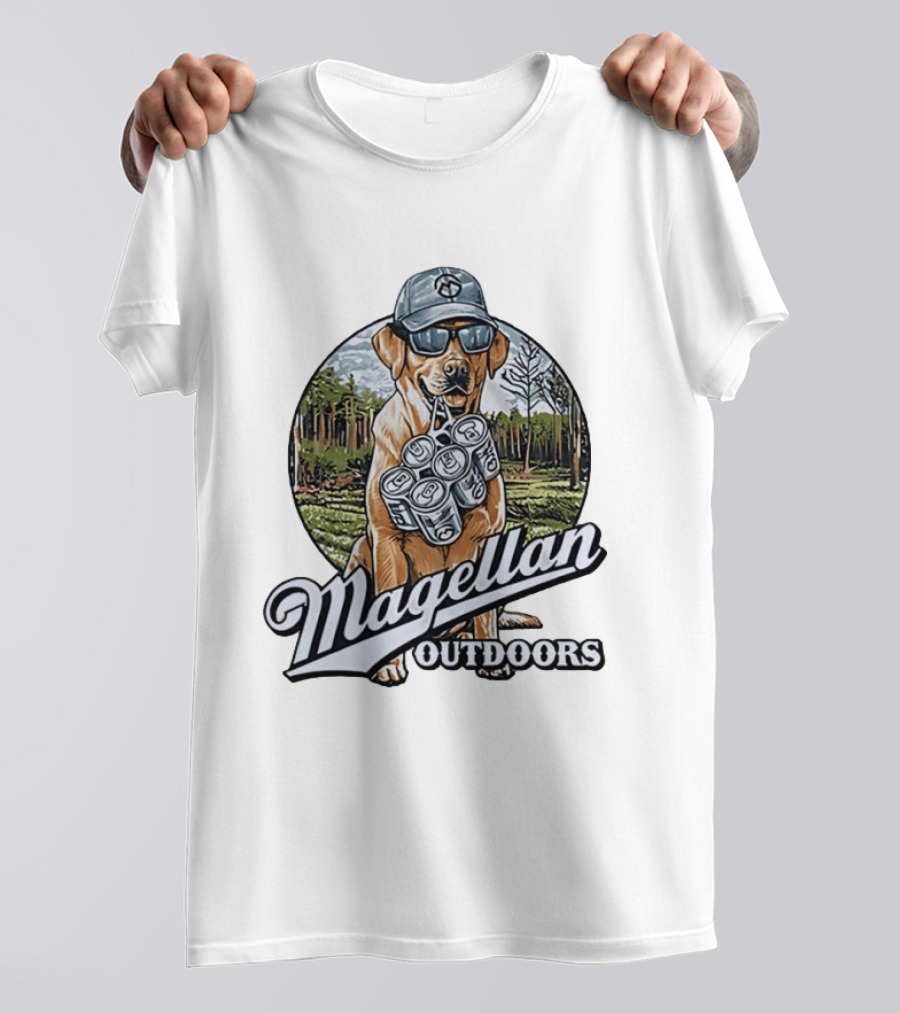 Magellan Outdoors Labrador Retriever With Six Pack In Forest Scene T-Shirt