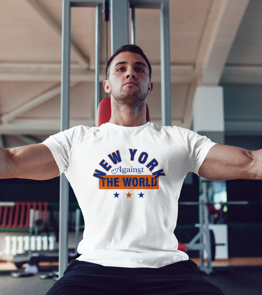 New York Against The World Blue Orange Stars T-Shirt