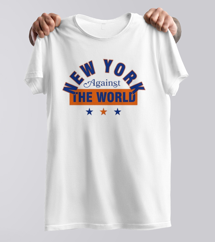 New York Against The World Blue Orange Stars T-Shirt