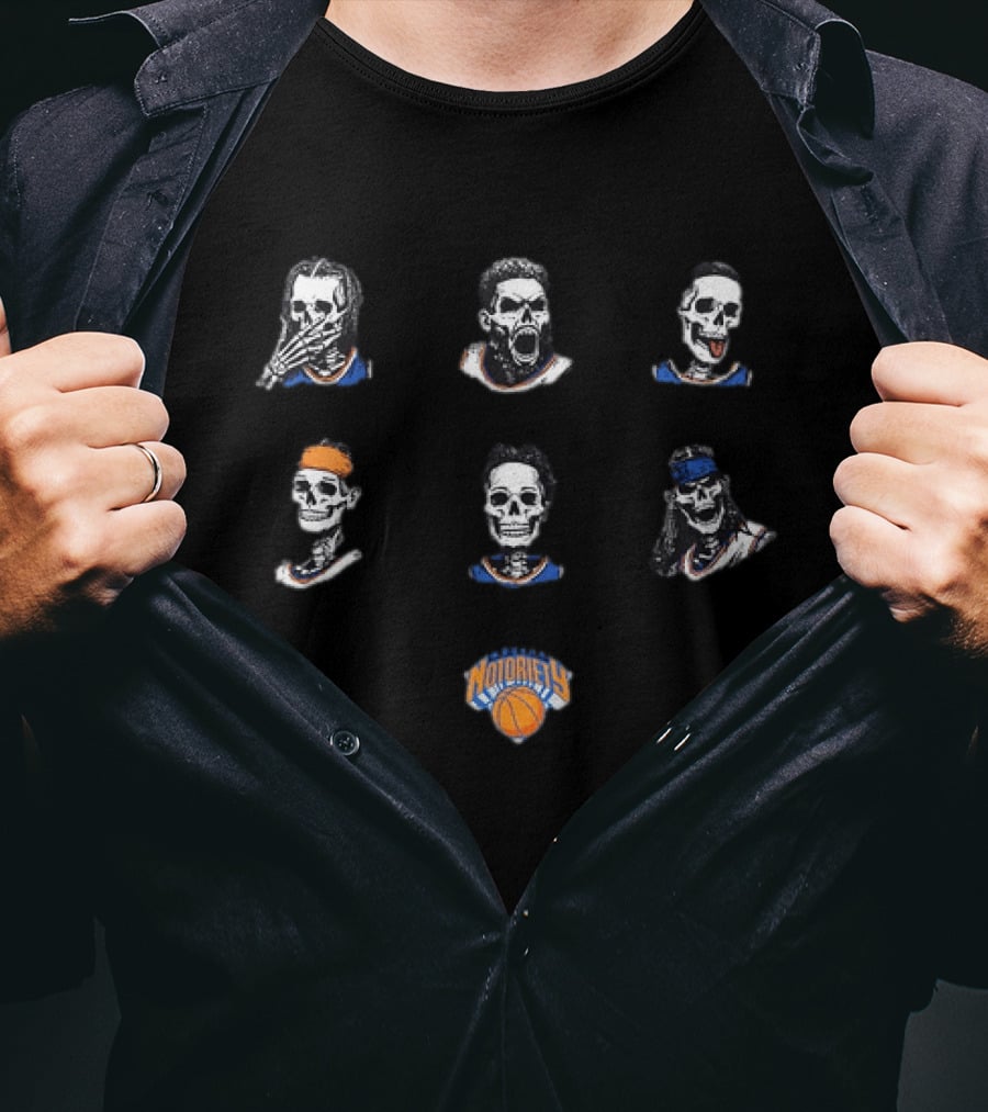 Death Before Defeat New York Knicks Skeleton Notoriety NBA 2026 T-Shirt