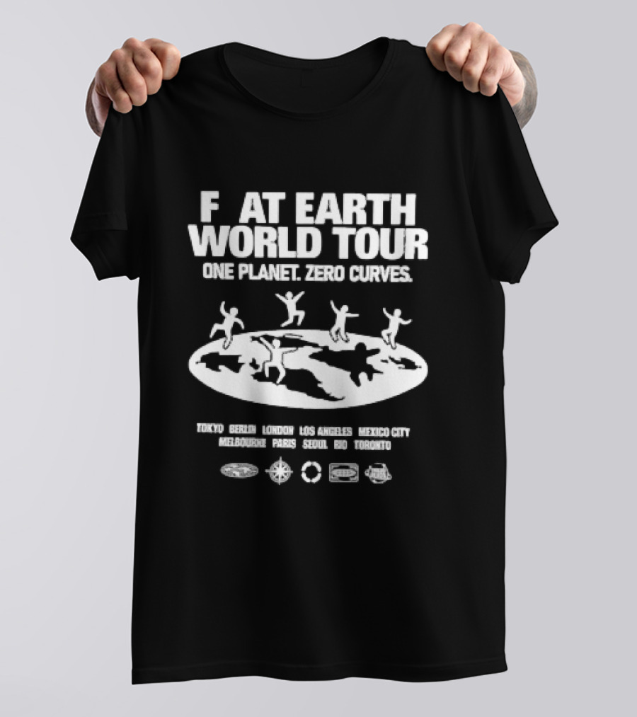 Flat Earth World Tour One Planet Zero Curves Tokyo Berlin London Los Angeles T-Shirt
