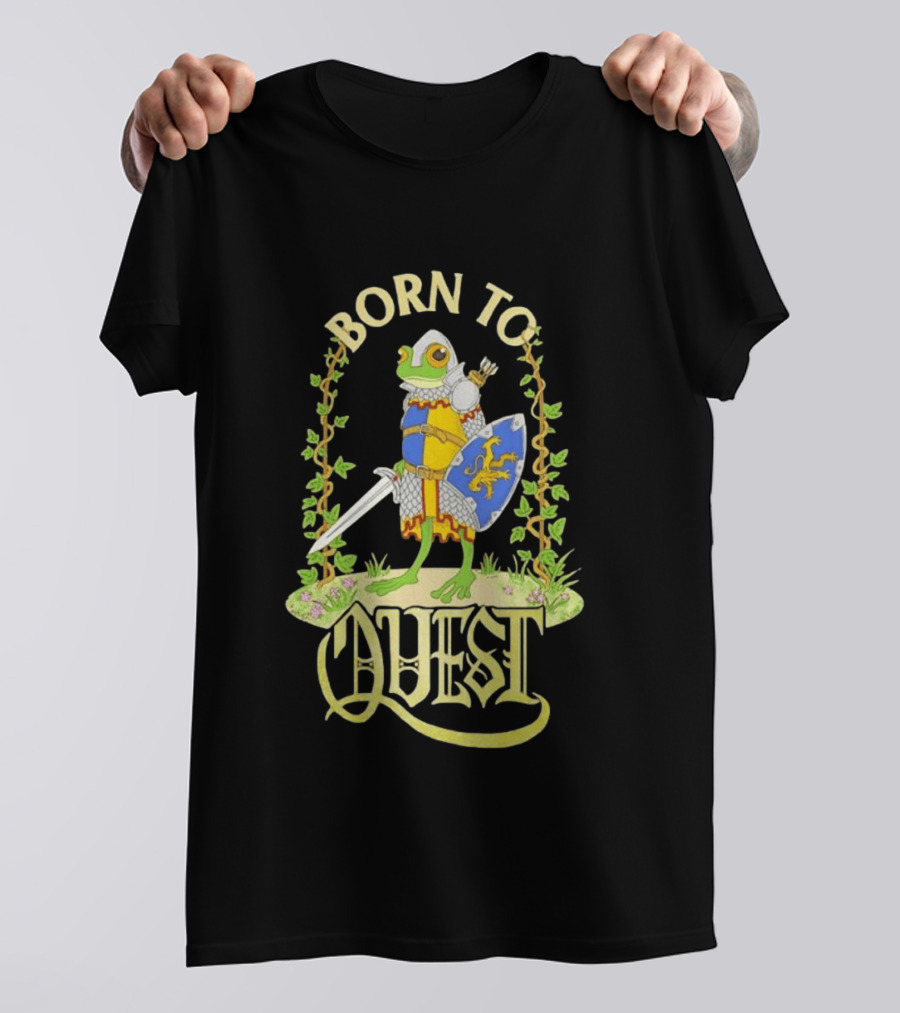 Born To Quest Frog Knight Sword And Shield Adventure T-Shirt